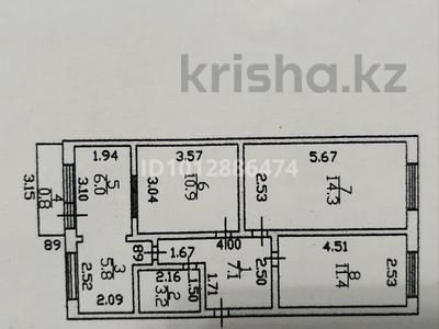 3-комнатная квартира · 59.5 м² · 4/5 этаж, Сванкулова 7 — 32 квартал квадрат за 20 млн ₸ в Балхаше