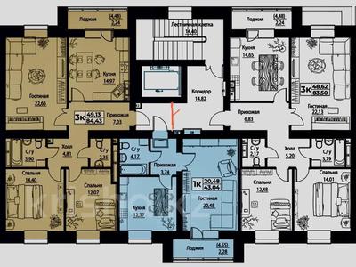 1-бөлмелі пәтер · 43.4 м² · 5/8 қабат, Баян сулу, 42 42, бағасы: 30.9 млн ₸ в Астане, Нура р-н