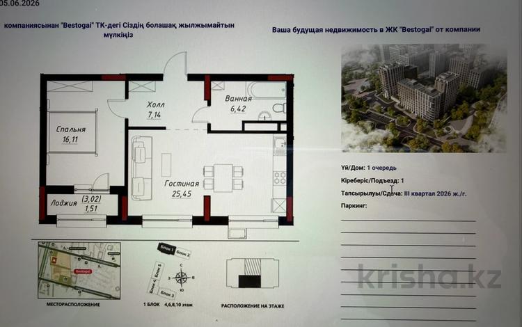 2-бөлмелі пәтер · 57 м² · 4/12 қабат, У Аллеи «Мынжылдык» 7, бағасы: 34 млн ₸ в Астане, Сарайшык р-н — фото 2