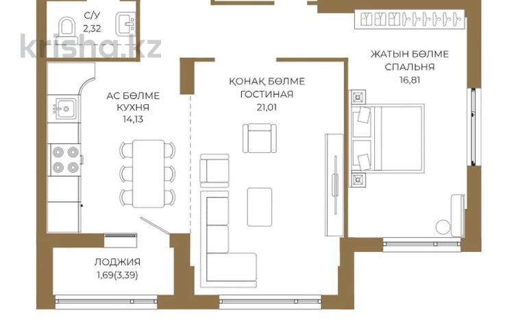 2-комнатная квартира · 73.89 м² · 9/9 этаж, Достык 8/5 — БЕЗ КОМИССИИ!! ВЫБОР ЭТАЖА за ~ 52 млн ₸ в Астане, Есильский р-н — фото 2