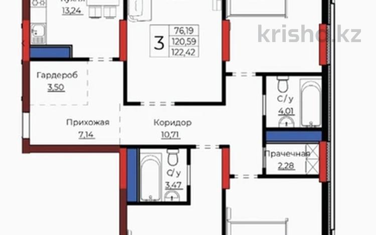 3-бөлмелі пәтер · 122 м² · 2/9 қабат, Е 908 22, бағасы: 60 млн ₸ в Астане, Нура р-н — фото 3