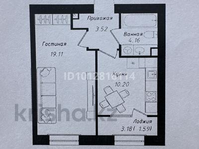 1-комнатная квартира · 38.58 м² · 12/12 этаж, Ч. Айтматова — Айтматова - Мухамедханова за 18.3 млн ₸ в Астане, Нура р-н