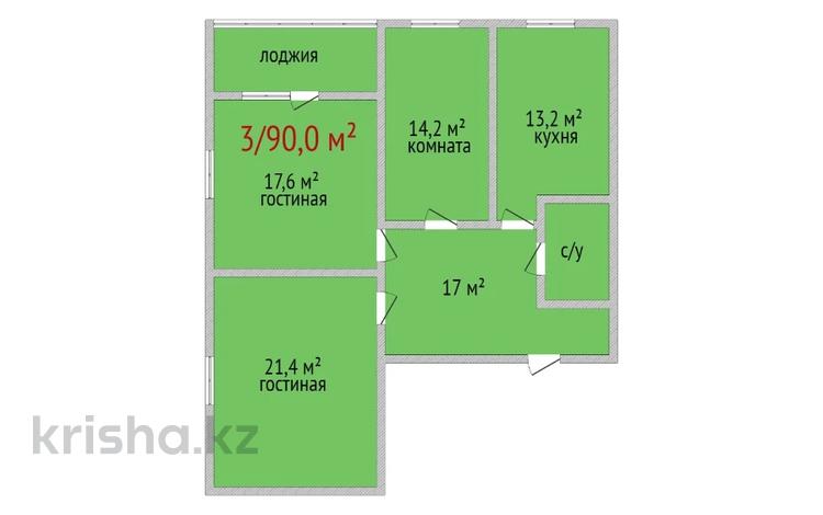 3-бөлмелі пәтер, 90 м², 8/9 қабат, Тауелсиздик 30, бағасы: 34.2 млн 〒 в Костанае — фото 2