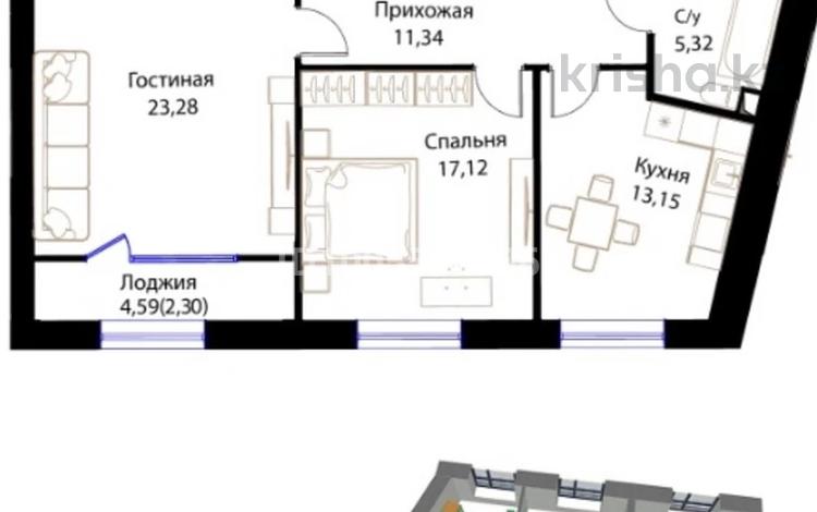 2-комнатная квартира · 72 м² · 5/7 этаж, ул. Жошы хан 12/3 за 62 млн ₸ в Астане, Есильский р-н — фото 2