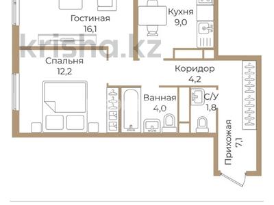 2-бөлмелі пәтер, 55.8 м², 8/9 қабат, Казыбек би 35 — Улы Дала/Туран, бағасы: 22 млн 〒 в Астане, Нура р-н