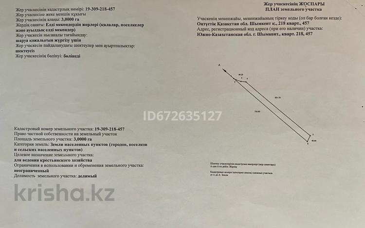 Участок 3 га, Алматинская трасса за 60 млн 〒 в Шымкенте, Каратауский р-н — фото 2