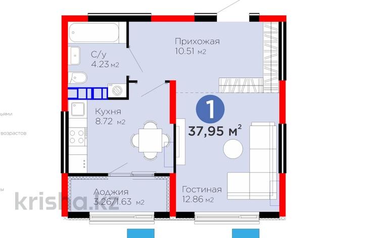 1-бөлмелі пәтер · 35.3 м² · 6/6 қабат, Тараз, бағасы: 25.8 млн ₸ в Алматы, Турксибский р-н — фото 2