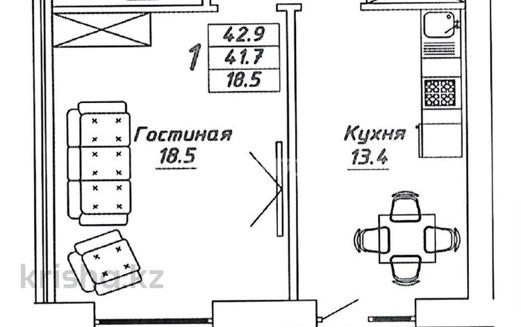 1-комнатная квартира, 42.9 м², 2/10 этаж, Алихан Бокейхан 13 за 15.9 млн 〒 в Астане, Есильский р-н — фото 2