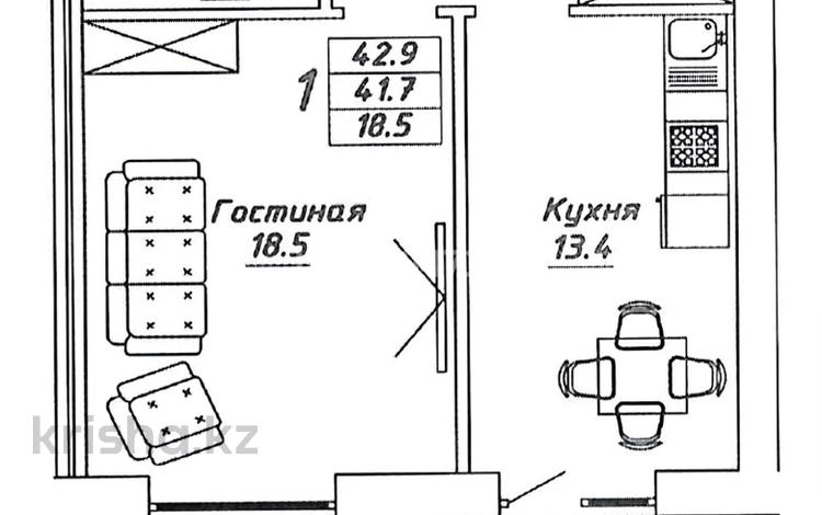 1-бөлмелі пәтер, 42.9 м², 2/10 қабат, Алихан Бокейхан 13, бағасы: 15.9 млн 〒 в Астане, Есильский р-н — фото 2