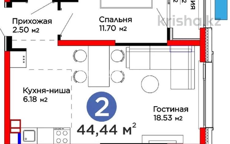 2-бөлмелі пәтер · 44.44 м², Дарабоз С, бағасы: 41 млн ₸ в Алматы, Алатауский р-н — фото 2