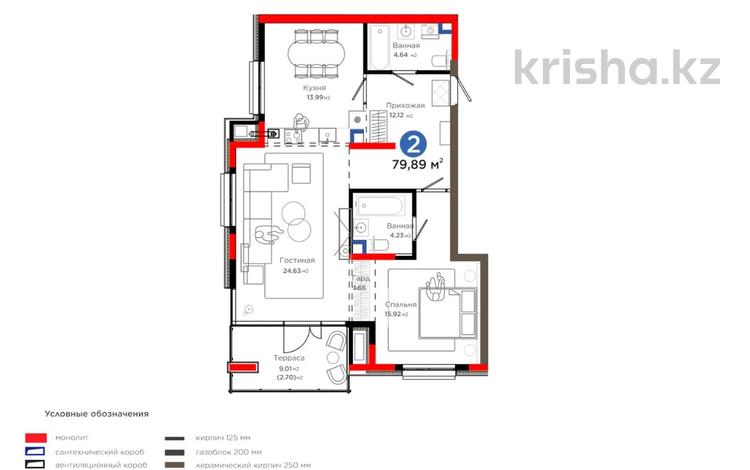 2-комнатная квартира · 80 м², Толеметова за ~ 73.3 млн 〒 в Шымкенте — фото 2
