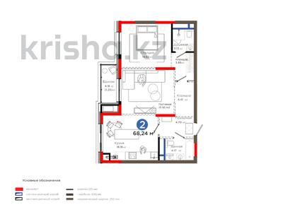 2-комнатная квартира · 70 м², Толеметова за 54.4 млн ₸ в Шымкенте, Абайский р-н