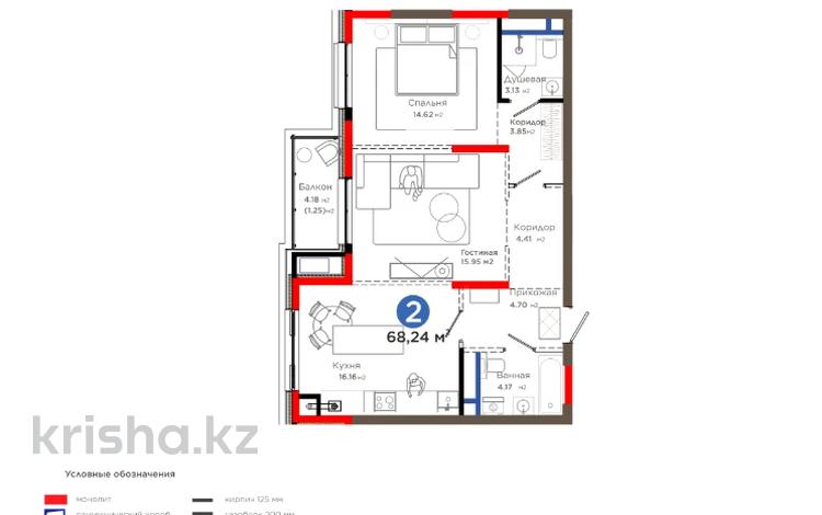 2-комнатная квартира · 70 м², Толеметова за 54.4 млн ₸ в Шымкенте, Абайский р-н — фото 2