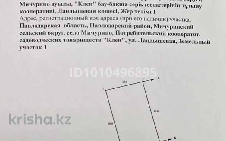 Жер телімі · 10 сотық, Ландышевая, бағасы: 4 млн ₸ в Мичурино — фото 2