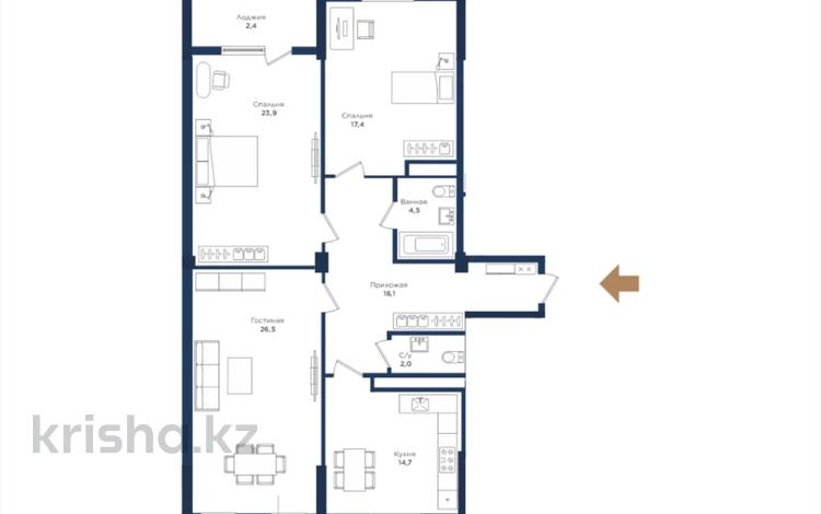 3-комнатная квартира · 109.5 м² · 11/13 этаж, мкр Уркер, Азильхан Нуршаихов 6 за ~ 46.5 млн ₸ в Астане, Нура р-н — фото 13