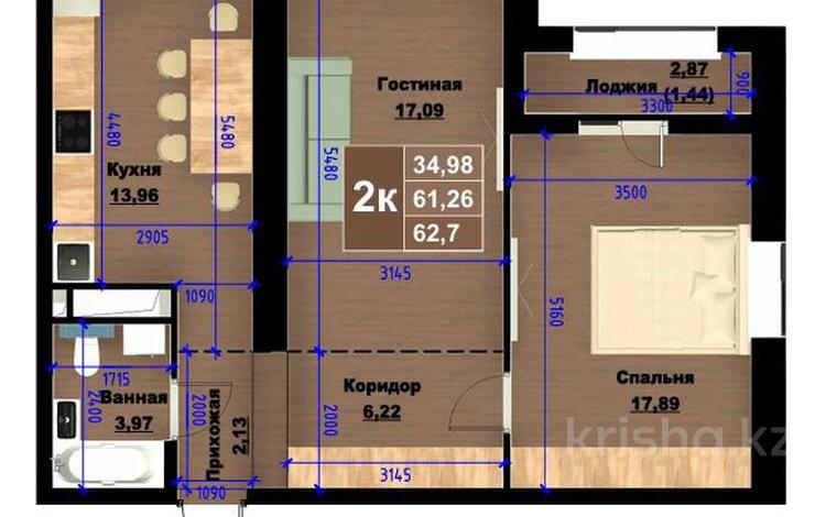 2-бөлмелі пәтер · 64.7 м² · 4/9 қабат, Мкр. Сарыарка 4/3, бағасы: 19.5 млн ₸ в Кокшетау — фото 2