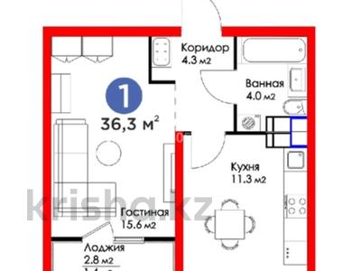 1-комнатная квартира, 36.3 м², 7/12 этаж, ​Туркия 1280/2 за 17 млн 〒 в Шымкенте