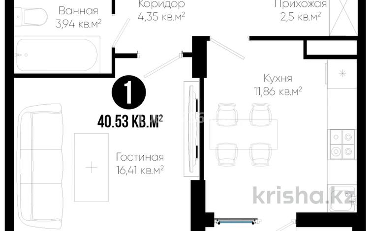 1-комнатная квартира, 40.5 м², 9/12 этаж, Сыганак 4 за 18.3 млн 〒 в Астане, Нура р-н — фото 2