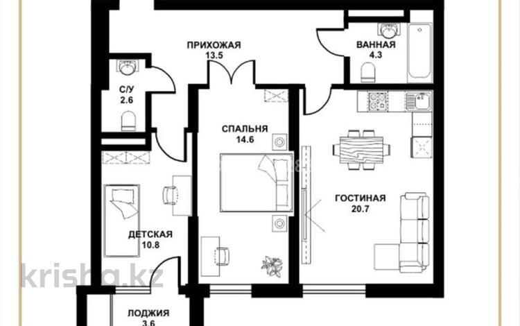 3-бөлмелі пәтер, 70 м², 7/13 қабат, Е430 2, бағасы: 28.7 млн 〒 в Астане, Есильский р-н — фото 2