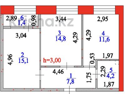2-комнатная квартира · 55 м² · 5/12 этаж, Бухар Жырау 27 за 51 млн ₸ в Астане, Есильский р-н
