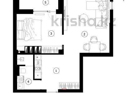 1-комнатная квартира, 48.6 м², 15 этаж, Акмешит 1 за 37.5 млн 〒 в Астане, Есильский р-н