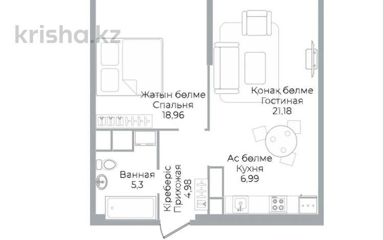 2-бөлмелі пәтер · 57 м² · 10/18 қабат, Аль-Фараби 41, бағасы: 72.5 млн ₸ в Алматы, Бостандыкский р-н — фото 5