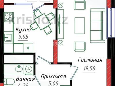 1-комнатная квартира · 41 м² · 11/17 этаж, Е-429 12д за ~ 22.6 млн ₸ в Астане, Нура р-н