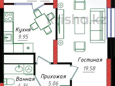 1-бөлмелі пәтер · 41 м² · 11/17 қабат, Е-429 12д, бағасы: 23 млн ₸ в Астане, Нура р-н