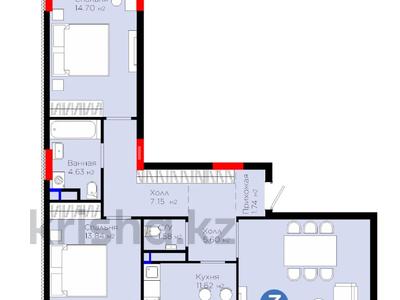 3-комнатная квартира · 84 м² · 8/9 этаж, Бухар жырау 57/6 за 77 млн 〒 в Астане, Нура р-н