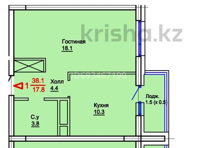 1-комнатная квартира, 38 м², 8/9 этаж, айтеке би 7 за 15 млн 〒 в Астане, Есильский р-н