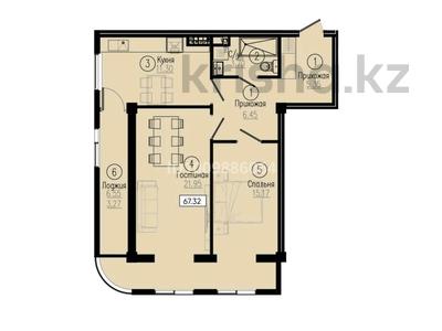 2-бөлмелі пәтер · 67.32 м² · 3/9 қабат, мкр Шымсити, Алматинская трасса 2 — Абулхаир хана, бағасы: 28 млн ₸ в Шымкенте, Абайский р-н