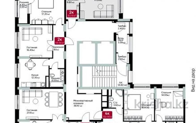 2-бөлмелі пәтер · 64 м² · 6/18 қабат, Е-36 4, бағасы: 39.5 млн ₸ в Астане, Нура р-н — фото 14
