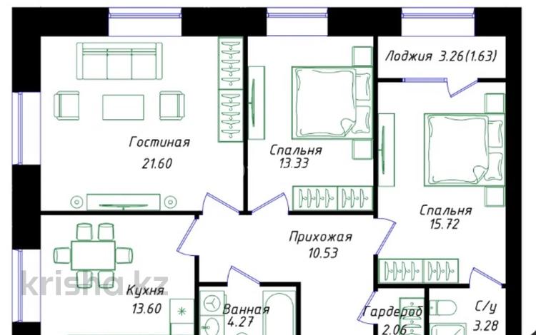3-комнатная квартира · 86 м² · 5/9 этаж, Мухамедханова 43/1 за 47.8 млн ₸ в Астане, Нура р-н — фото 3