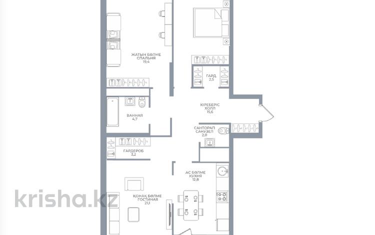 3-комнатная квартира · 101 м² · 13/16 этаж, Каныша Сатпаева 90/55Б — Без комиссии за ~ 73.5 млн ₸ в Алматы, Бостандыкский р-н — фото 2