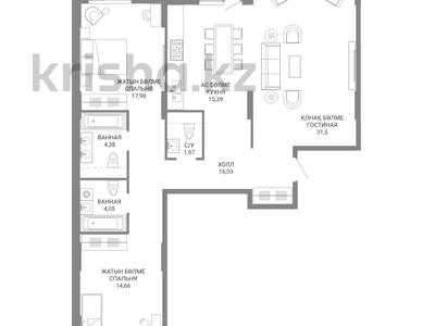 3-комнатная квартира · 107.76 м² · 5/14 этаж, А 32 2Б за ~ 95.6 млн ₸ в Астане, Сарайшык р-н