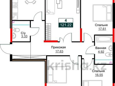 4-комнатная квартира · 122 м², ул. Е 882 9/1 за ~ 48.9 млн ₸ в Астане, Нура р-н