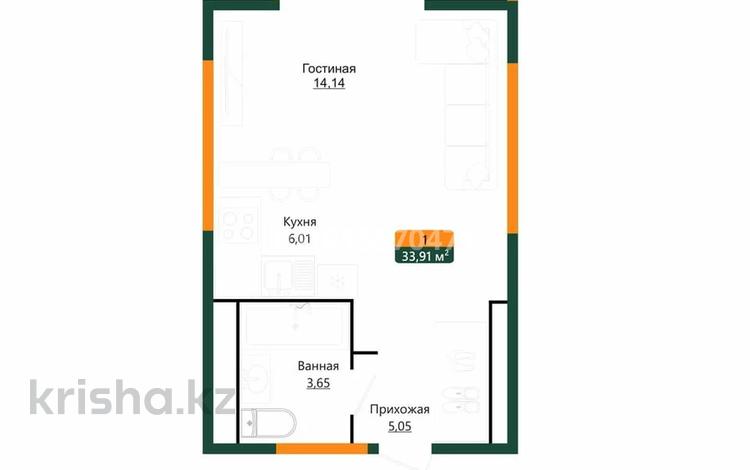 1-комнатная квартира · 33.6 м² · 6/6 этаж, Халиуллина 196/17 — Талгарка Халиулина, возле Магнума за ~ 21.2 млн ₸ в Алматы, Медеуский р-н — фото 2