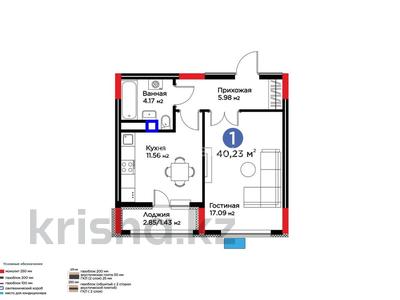 1-бөлмелі пәтер · 40.23 м² · 13/15 қабат, Сагадат Нурмагамбетов 17, бағасы: 29 млн 〒 в Астане, Сарайшык р-н
