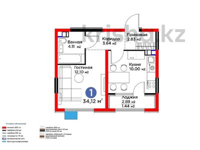 1-комнатная квартира · 34.12 м² · 4/6 этаж, Кайрат микрорайон 716/16 за ~ 25.5 млн ₸ в Алматы, Турксибский р-н