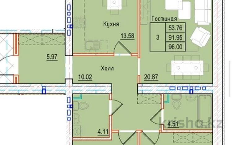 3-бөлмелі пәтер · 96 м² · 2/9 қабат, микрорайон Береке 9 — микрорайон Береке, бағасы: ~ 35.5 млн 〒 в Костанае — фото 9