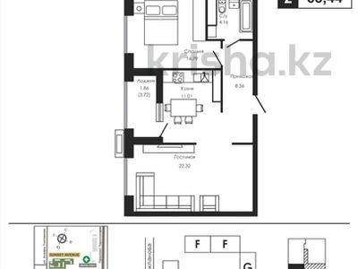 2-комнатная квартира, 64 м², 3/9 этаж, Аскар Токпанов 8 за 35.5 млн 〒 в Астане