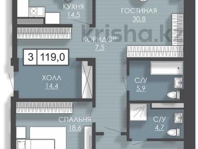 3-комнатная квартира · 119 м² · 3/6 этаж, мкр 5 — Г. Ибатова с А. Молдагуловой за ~ 65.5 млн 〒 в Актобе