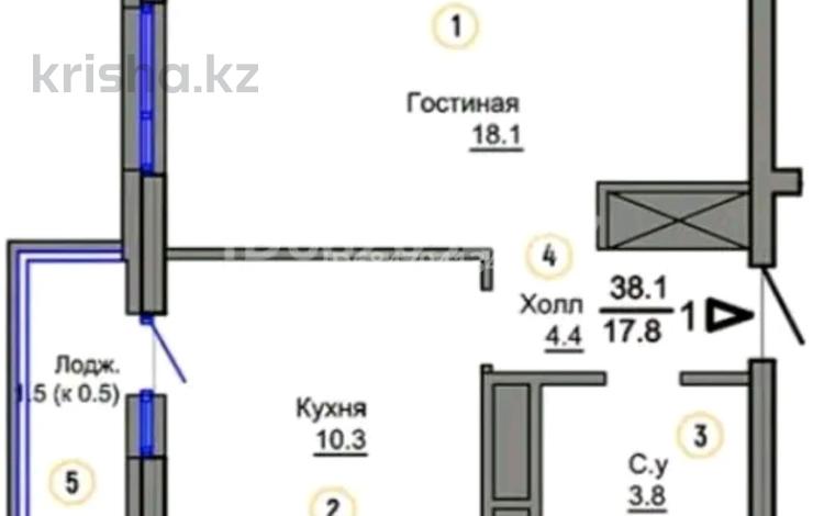 1-комнатная квартира, 38.1 м², 6/9 этаж, Мухамедханова 7 — Пластиковые окна, неугловая, полноценная однокомнатная. ЖК Атамари рас за 16.8 млн 〒 в Астане — фото 2