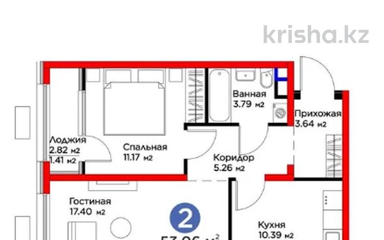 2-бөлмелі пәтер · 53.06 м² · 4/6 қабат, Бауыржана Момышулы 11/14а, бағасы: 42 млн ₸ в Алматы, Алатауский р-н — фото 25