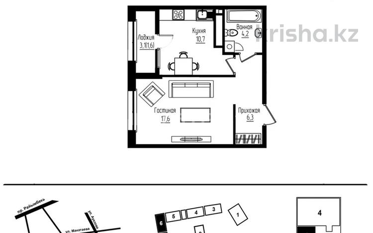 2-бөлмелі пәтер · 40.4 м² · 8/9 қабат, Ауэзова 3г/2, бағасы: 42.5 млн ₸ в Алматы, Алмалинский р-н — фото 2