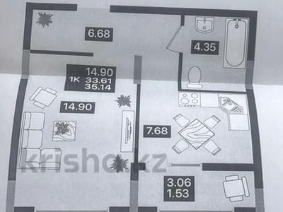 1-комнатная квартира · 35 м² · 4/7 этаж, ул. Е 118, уч. 2 2 — БЕЗ КОМИССИИ ДЛЯ ПОКУПАТЕЛЯ за 20 млн ₸ в Астане, Есильский р-н