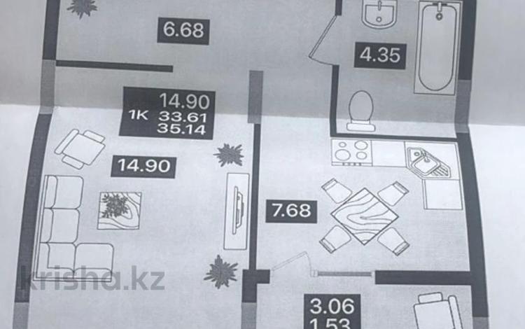 1-комнатная квартира · 35 м² · 4/7 этаж, ул. Е 118, уч. 2 2 — БЕЗ КОМИССИИ ДЛЯ ПОКУПАТЕЛЯ за 20 млн ₸ в Астане, Есильский р-н — фото 3