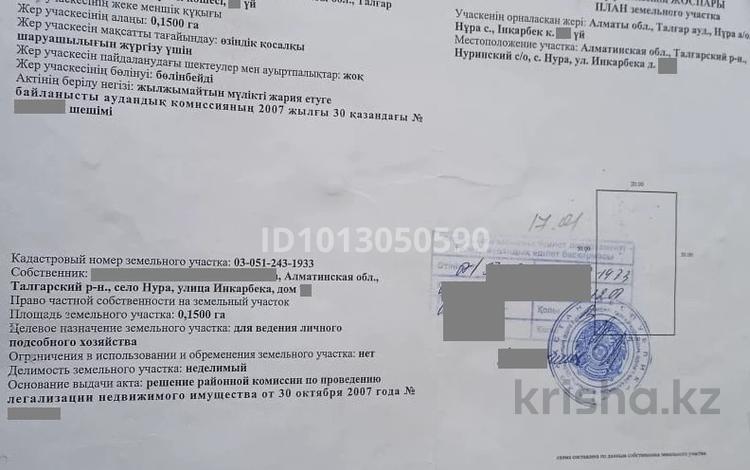 Участок · 15 соток, Инкарбека за 10 млн ₸ в Нура — фото 2