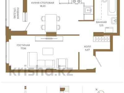 2-комнатная квартира · 49.4 м² · 18/18 этаж, Достык 8/2 — БЕЗ КОМИССИИ за ~ 39 млн ₸ в Астане, Есильский р-н