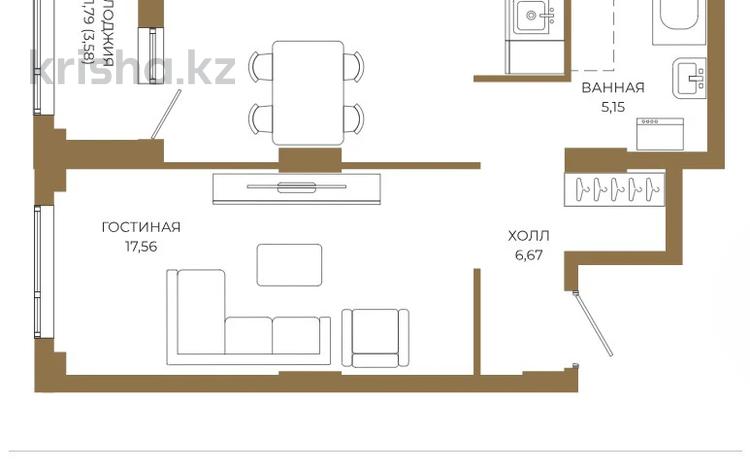 2-комнатная квартира · 49.4 м² · 18/18 этаж, Достык 8/2 — БЕЗ КОМИССИИ за ~ 39 млн ₸ в Астане, Есильский р-н — фото 2